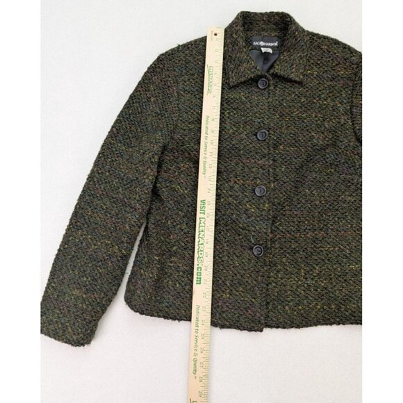 Sag Harbor Women's Blazer Jacket Size 8 Green Textured - Picture 7 of 10